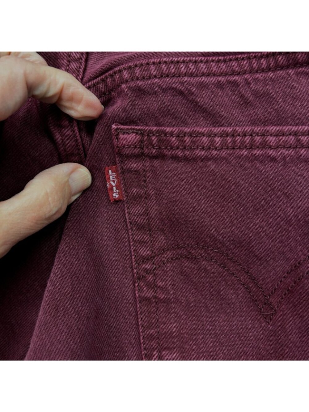 Levi's 501 Original Cropped Jeans Women's Size 28 X 28 Button Fly Big E Wine Red - Picture 7 of 15
